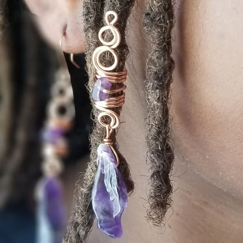 Amethyst Loc Crystal Dreadlock Jewelry Set Dread Sleeves