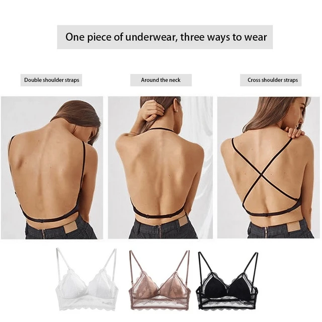 Sexy Lace Bra Deep U Backless Bralette Soft Seamless Underwear