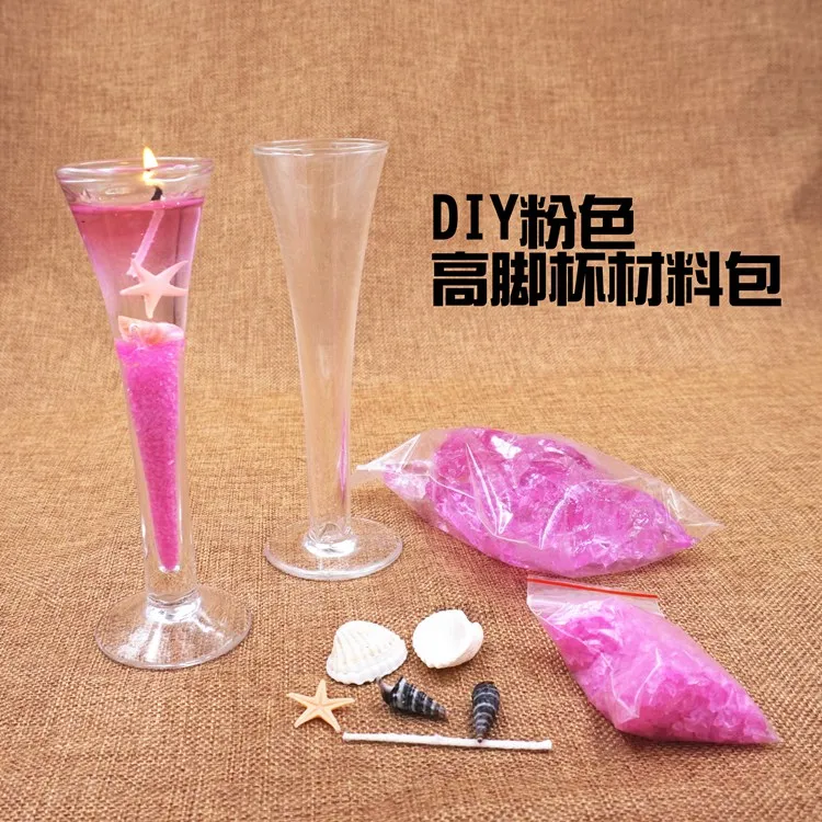 Diy Jelly Candle Material Packed High Foot Cup Marine Romantic Material Colored Imported Candle Set Party Supplies Decoration