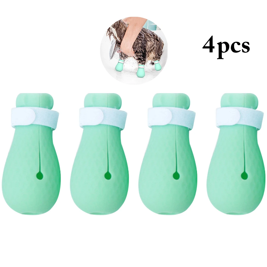 4pcs Anti-biting Bath Washing Cat Claw Cover Cut Nails Foot Cover Paw Protector for Anti-Scratch Cat Shoes Boots Cat Paw Cover
