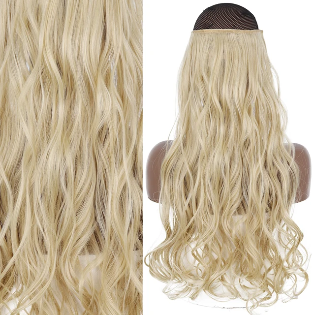 Synthetic No Clip Invisible Wire Hair Extensions Straight Natural Black Blonde One Piece False Hairpiece Halo Hair Extension J-13