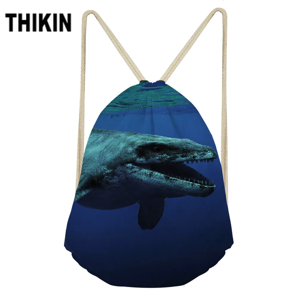 ThiKin 3D Mosasaurus Динозавр Печать Drawstring Сумка модные сумки на плечо Нижнее белье животные шаблон персонализированные высокой емкости