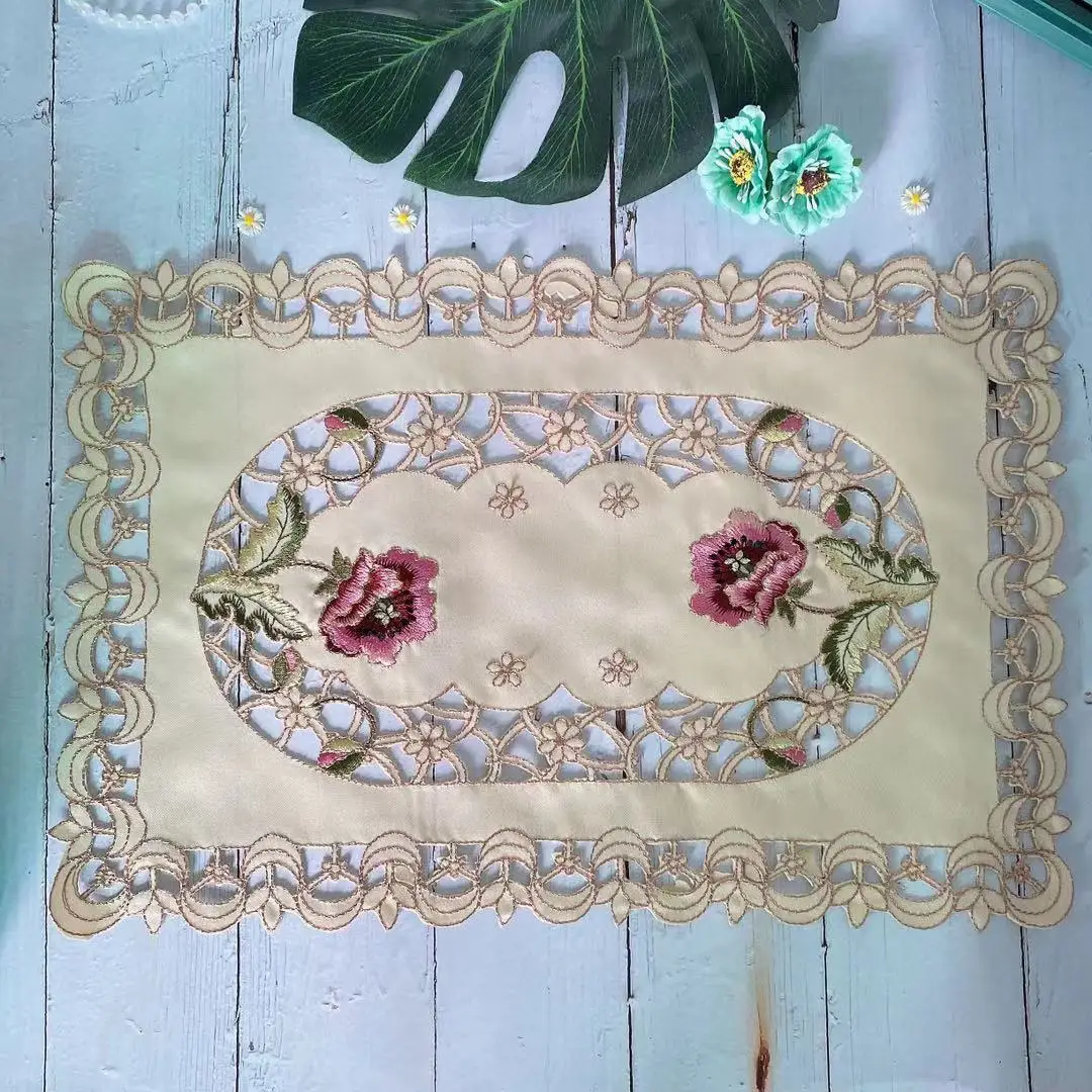 

Modern Embroidery Table Place Mat Cloth Placemat Coffee Coaster Dining Doily Drink Pad Christmas Wedding Kitchen Decorate