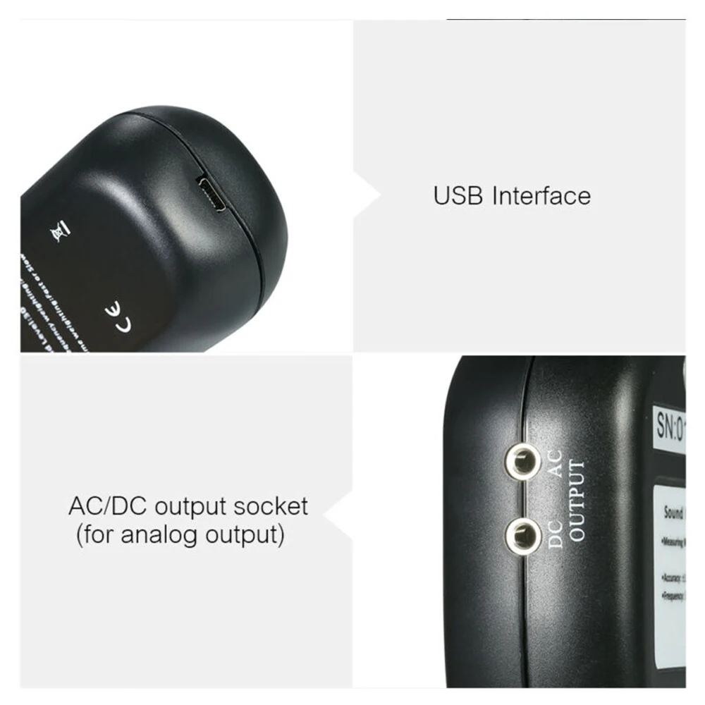 30-130dBA цифровой уровень звука измеритель давления DC адаптер USB кабель инструмент