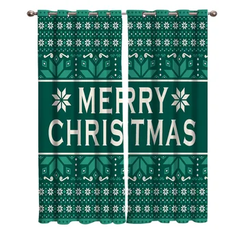 

Merry Christmas With Geometric Snowflakes Blackout Window Curtains Living Room Curtain Kitchen Blackout Curtains