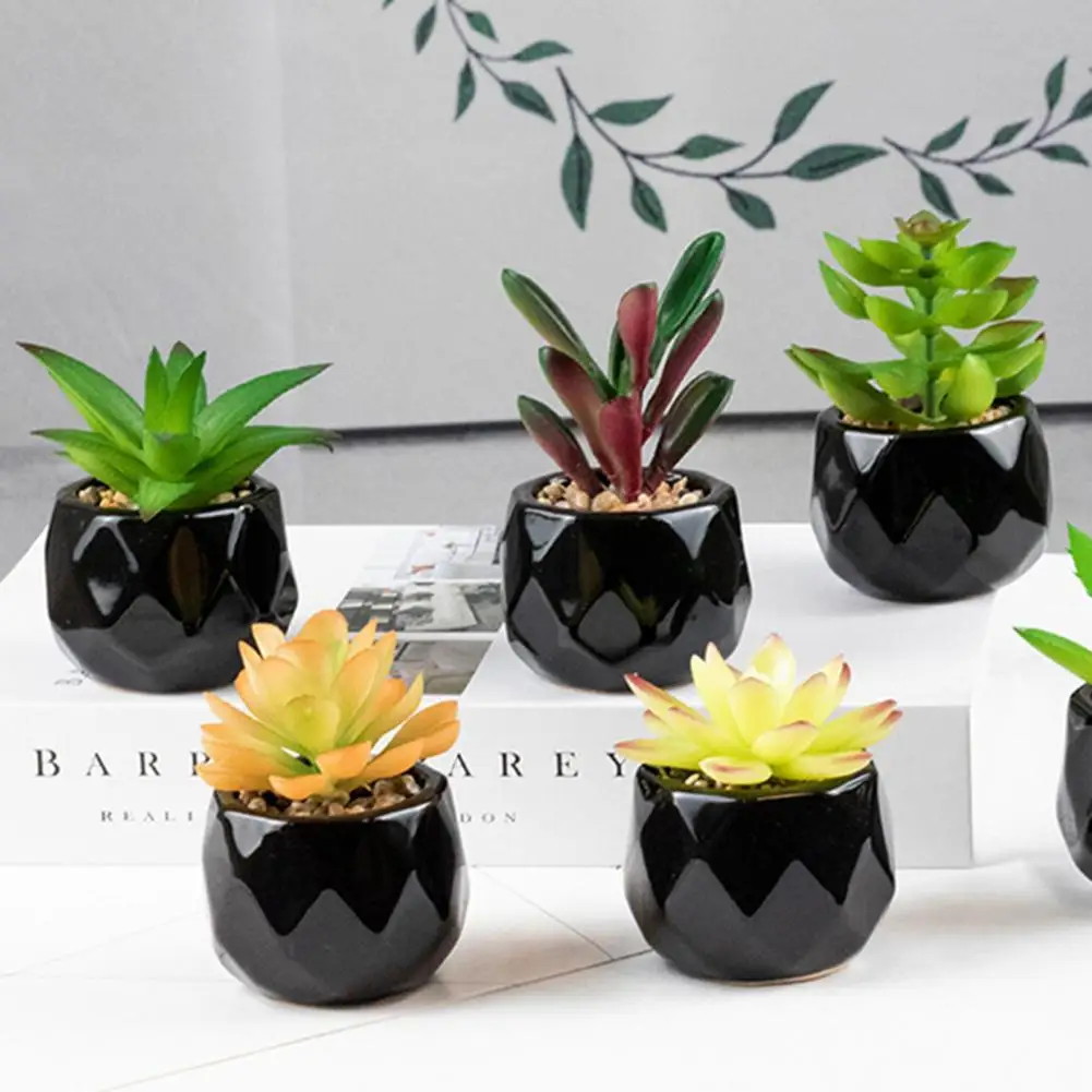 Artificial Plant Reusable Realistic PVC Fresh Keeping Easy Care Artificial Succulents Bonsai for