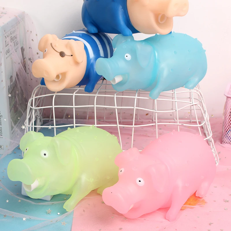 

1pc Colorful Screaming Rubber Pig Pet Teasing Squeak Squeaker Chew Toy Puppy Toy for Dogs for Large Dogs Sound Voice Dog Toys 35