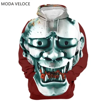 

MODAVELOCE Japanese Mask Hoodie Polyester With Wool Warm Hoodies Sweatshirts Men 3d Anime's Sweatshirt Men Color Hoodie