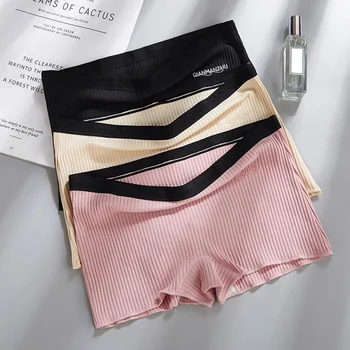 

Women Safety Shorts Pants Seamless Thread Seamless Mid Waist Panties Underwear