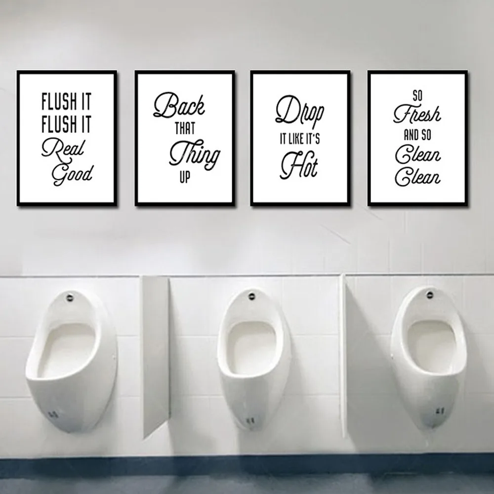 Funny Phrase Bathroom Wall Art Text Mural Poster English Reminder
