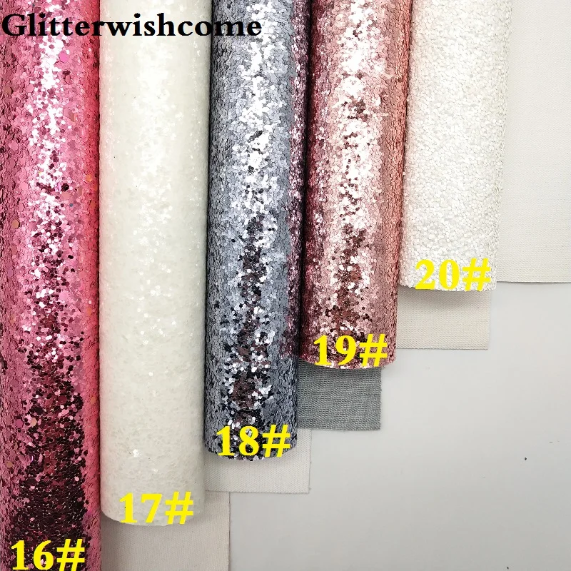 Винил Glitterwishcome размера A4 21 х29 см для бантов однотонная плоская блестящая кожаная