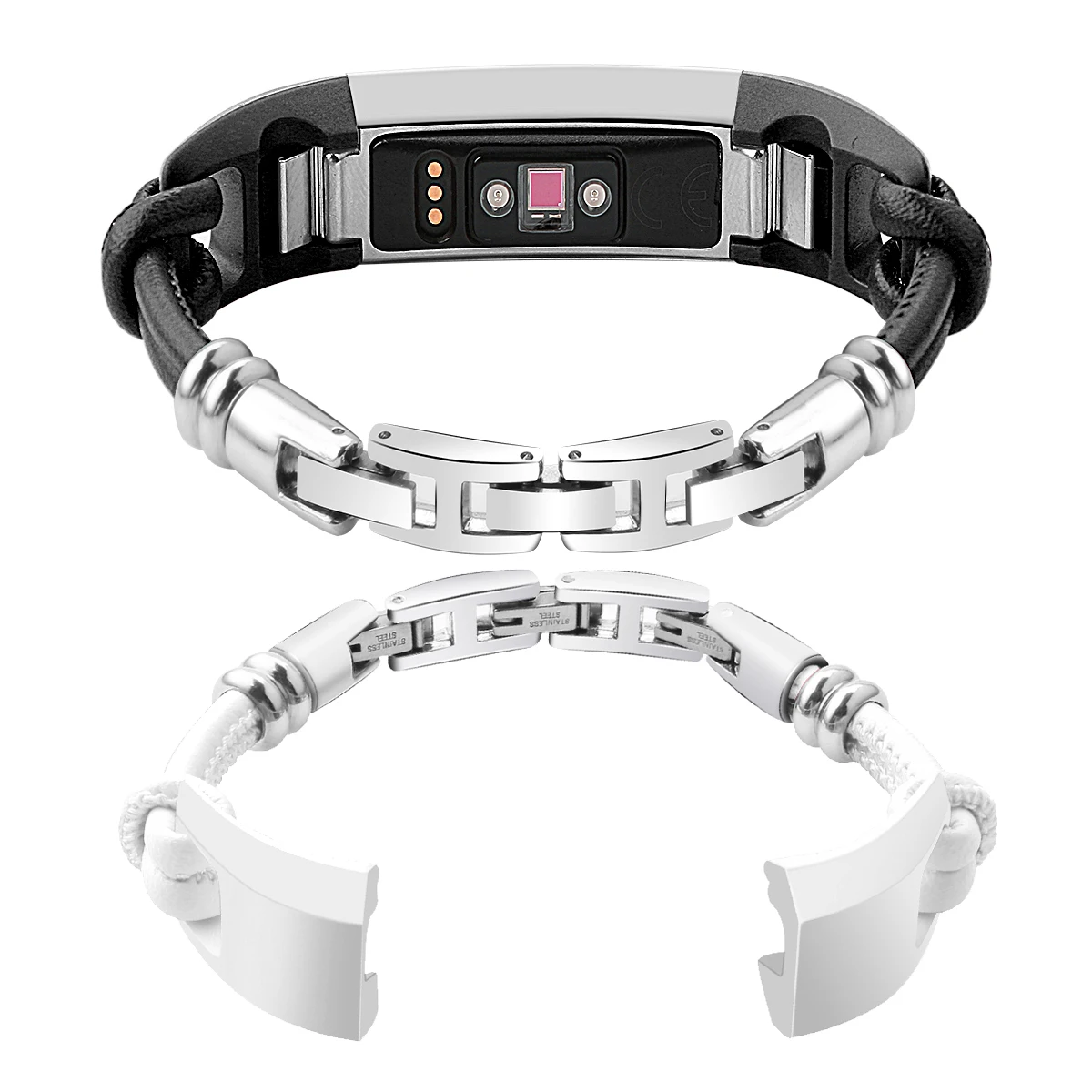

For L/S Size Fitbit Alta/Alta HR Watch Strap Hybrid Strapped Elastic Rope Metal Chain Band Wrist Replacement Strap Watchband
