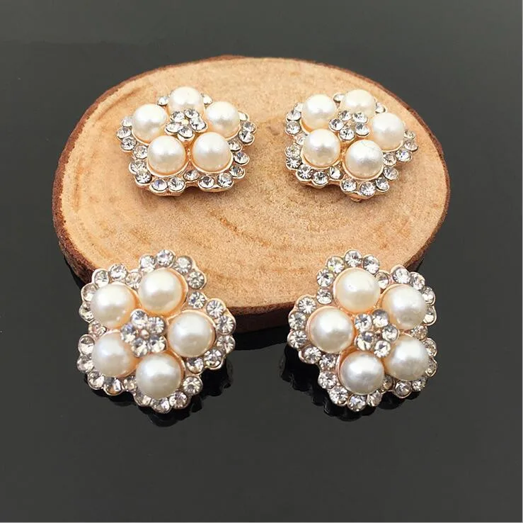 10Pcs Golden Flatback Rhinestone Pearl Flower Center Embellishment Buttons DIY Bows Accessories | Дом и сад
