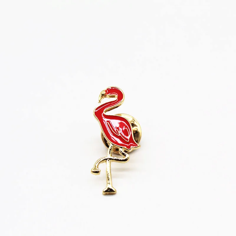 

Exquisite drop glaze cartoon flamingo brooch collar pin