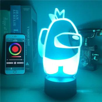 

Blutetooth Control 3D Lamp Interesting Game Among Us Veteran Battery Operated for Boys Visual Light Effect Wall Lamp Night Light
