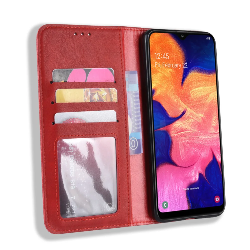 Магнитный винтажный кожаный чехол Премиум Coque для samsung Galaxy A10 A105FD SM-A105FD чехол 6,2 дюймов флип фривольный анти осенний чехол