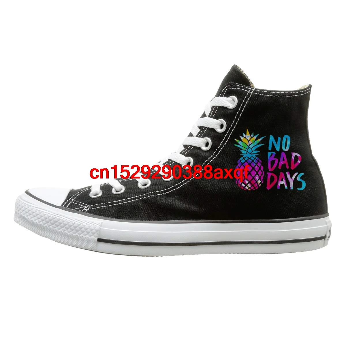 

Canvas Shoes No Bad Days Tie Dye Pineapple Fashion High-Top Lace Ups Sneaker For Men's Women's