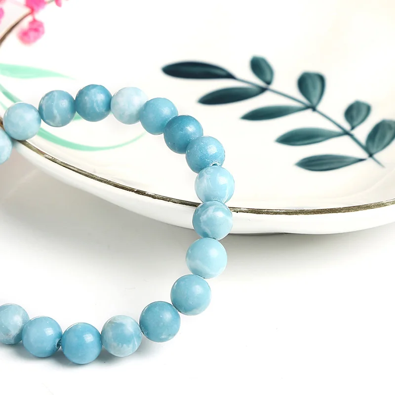Handmade Beaded Woman Frost Larimar Stone Jewelry Bracelet - Image 3
