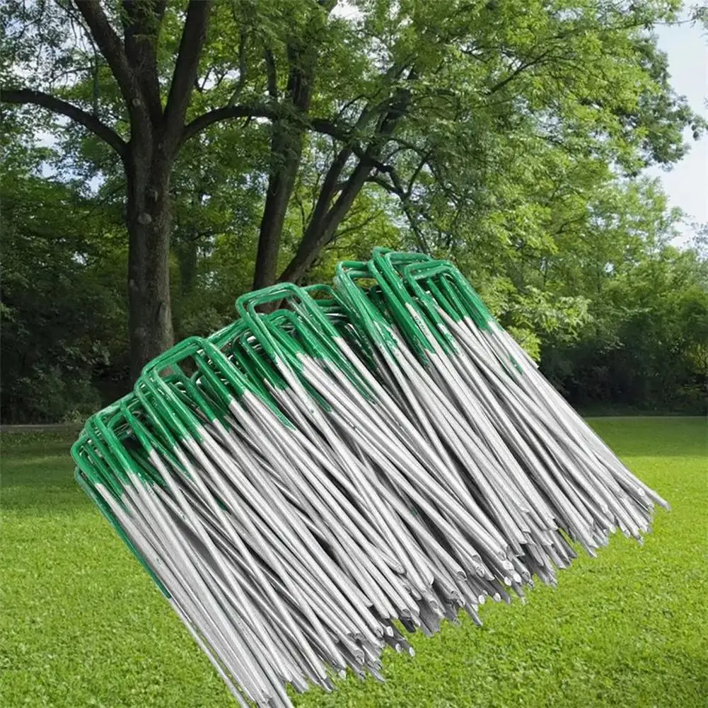 50Pcs-Set-Artificial-Grass-Turf-U-Pins-Metal-Galvanised-Lawn-Tent-Pegs-Staple-Garden-Hot-Dip.jpg 50Db/Set Mesterséges Fű Gyep U Csapok Fém Horganyzott Sátor Kapcs Kerti Meleg-Dip Horganyzó Kertészeti Kiegészítők - Image 4