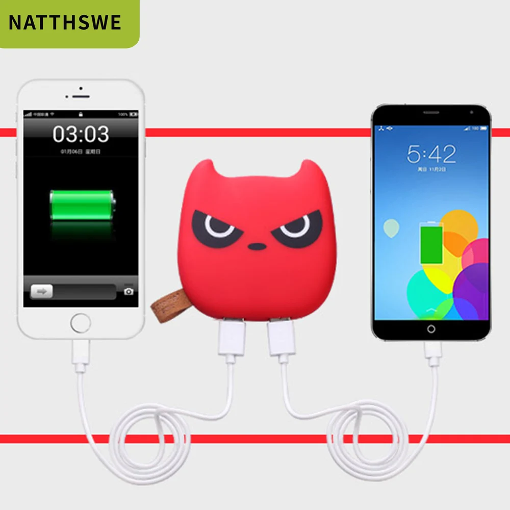 NATTHSWE Mini 3600 мАч портативное зарядное устройство с милым изображением маленького