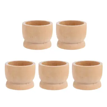 

5PCS Nontoxic Simple Unpainted Portable Kitchen Tool Egg Cup Wood Storage Holders for Kitchen Decoration Eggs Hotel Restaurant P