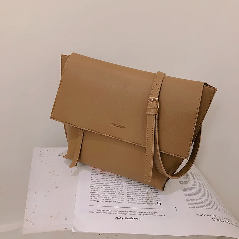 

Bag Women's Korean-style New Style PU Leather Solid Color Single-shoulder Bag for Women Fashion Textured Oblique Bag Versatile L