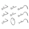 5/9/21Pcs 20G Nose Studs Surgical Steel Nostril Studs Screws Nose Ring Hoop Body Piercing Silver Color Heart Nose Stud ► Photo 2/5