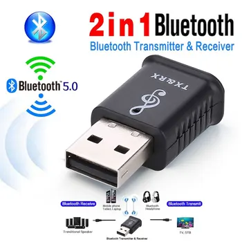 

Car Bluetooth 5.0 Transmitter Receiver Wireless Stereo Bluetooth Adapter 2-in-1 USB Car MP3 Music Handsfree Speakers 3.5mm AUX