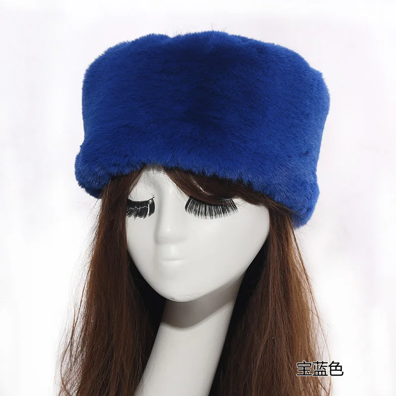 blue Qearlstar женские зимние шапки толстые пушистые искусственные меховые шапочки лыжные шапочки бомбер Русская Шапка ушные теплые меховые шапки Леопардовый принт ZKG21 - Цвет: blue