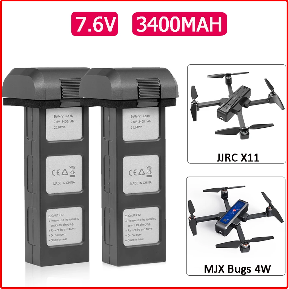 Оригинальный литий ионный аккумулятор Mjx Bugs 4W B4W 7 6 v 3400 Mah для X11 аксессуары