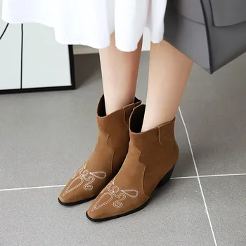 

Oversized 10 11-17 boots women shoes ankle boots for women ladies boots shoes woman winter Embroidery on the sleeve