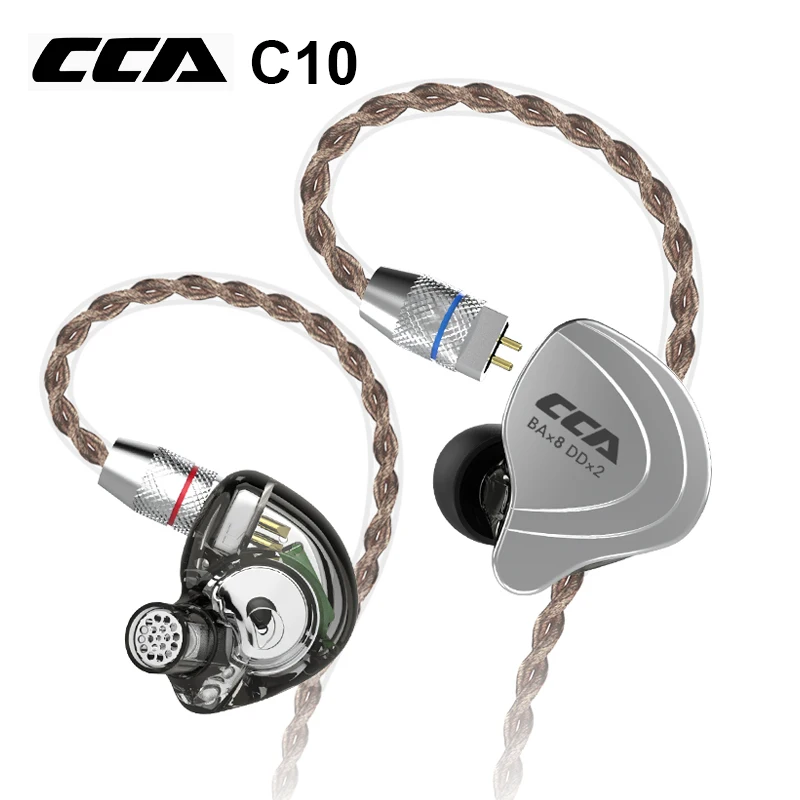 

CCA C10 Ten Unit 8BA 2DD Hybrid Technology Earphone Large Dynamic Low Distortion In-Ear Earphone