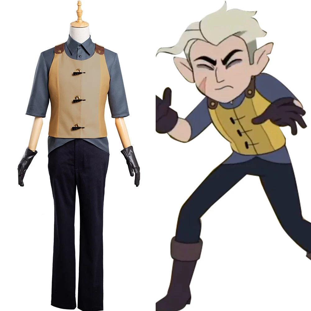 The Owl House Hunter Cosplay Costume Golden Guard Costume With Cloak