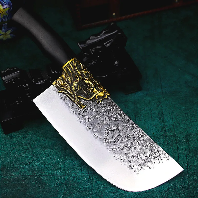 

China Longquan hand forging high carbon steel cut iron kitchen knife chef cutting knife and kitchen knife slicer knife