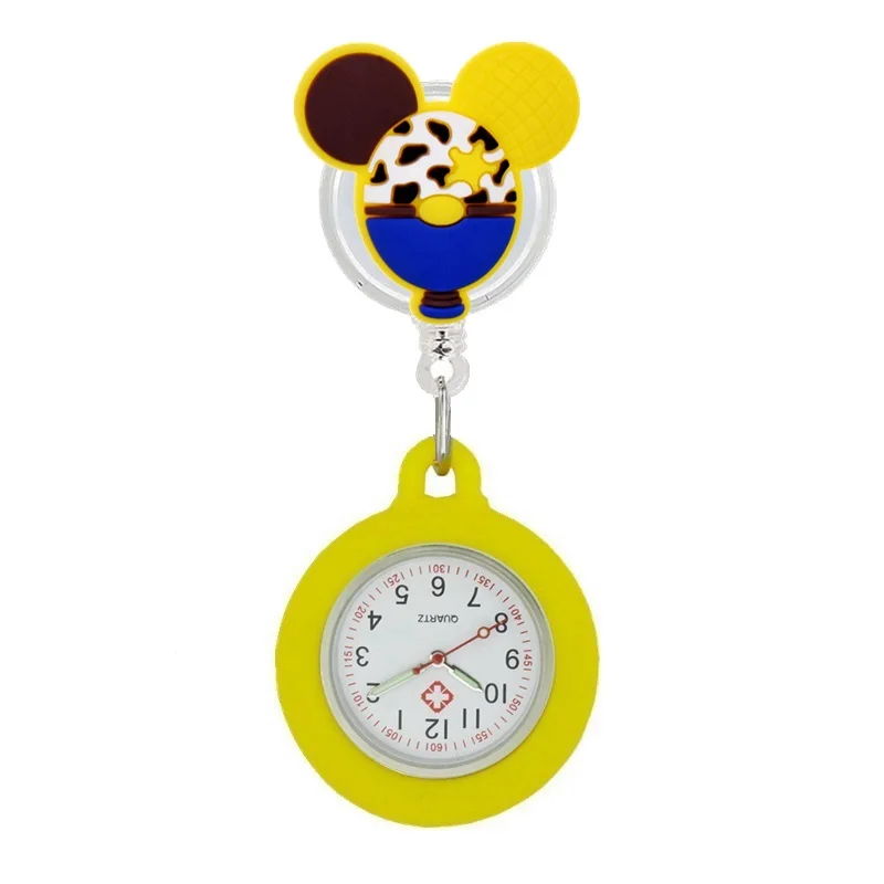 Cartoon Dolls Nurse Doctor Retractable Silicone Pocket Watches for Hospital Medical Women Mens Badge Reel Gift pocket watch 10pcs/lot