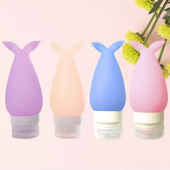 

4PCS Portable Travel Bottle Set Mermaid Style Silicone LeakProof Refillable Bottles for Shampoo Conditioner Lotion Sunblock Toil