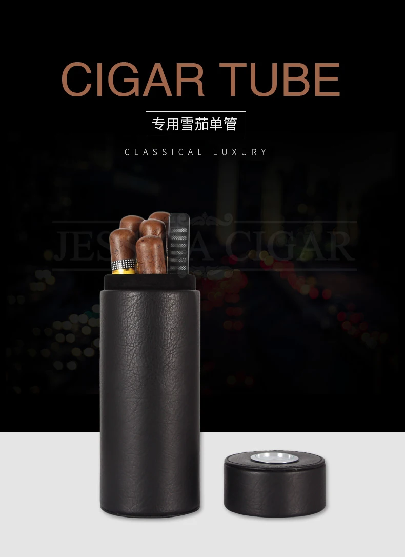 GALINER Leather Humidor Cigar Case Travel Cedar Wood Lined Portable Cigar Humidor Jar W/ Humidifier Hygrometer Cigars Box