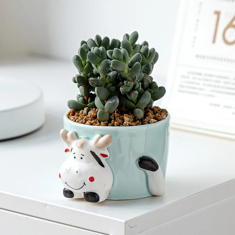 

Ceramic Flower Pot Cartoon Animal Macetas Balcony Decorations Suculenta Vertical Home Garden Cute Flowerpot Office Vase Decor