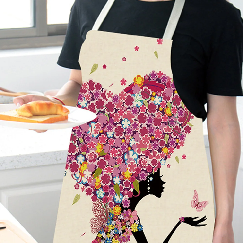 Хлопковые льняные Кухонные фартуки с цветочным принтом и бабочкой для девочек