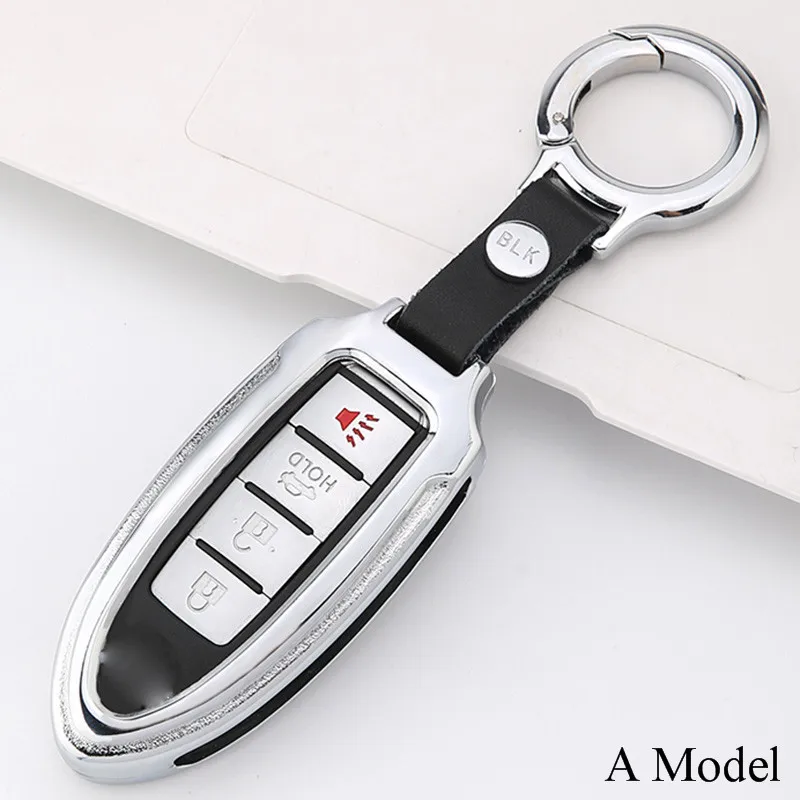 A-Silverround buckle Чехол для ключей из цинкового сплава для infiniti g35 для Nissan Qashqai Skyline Juke Alissa X-trail Pathfinder Versa Tidda Murano Rogue - Название цвета: A-Silverround buckle