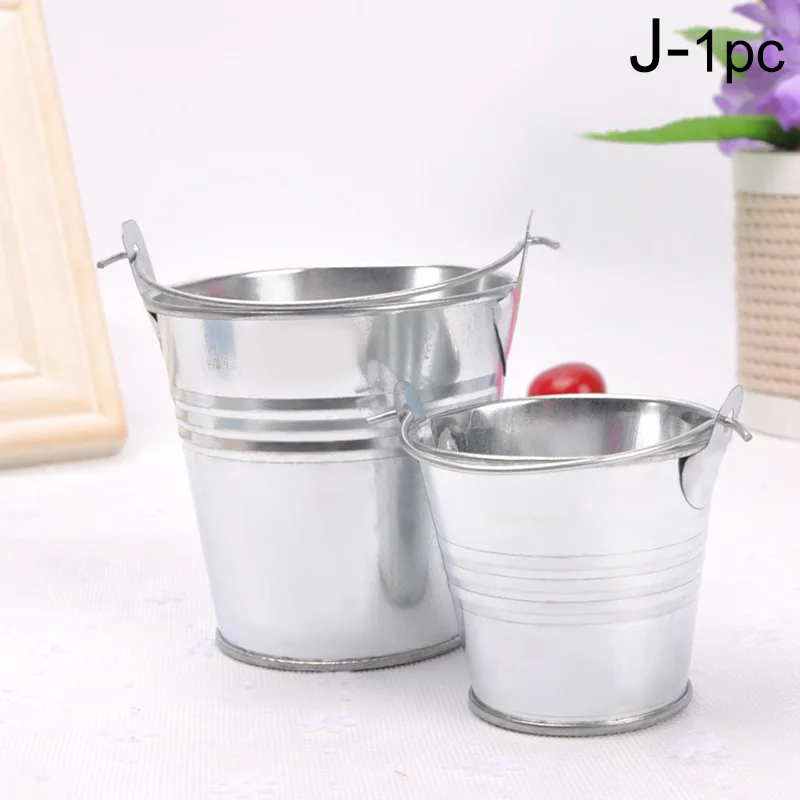 1pcMini Metal Bucket Tin Candy Gift Box Buckets Wedding Party Souvenirs Gift Pails Tinplate Chocolate Dragee Box Candy Bar Decor cheap plant pots