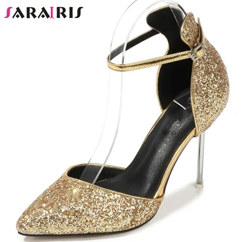 

SARAIRIS Classic Design Glitters Sandals Fashion Shining Party Sandals Women High Heels Pointed Toe Date Shoes Woman