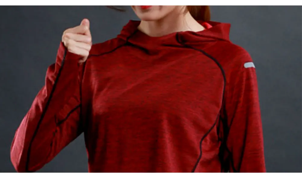 PRYDYC Women Running T Shirts thin Gym fitness Long Sleeves sweatshirts Yoga Clothing Quick Dry Training Breathable Hood Sports
