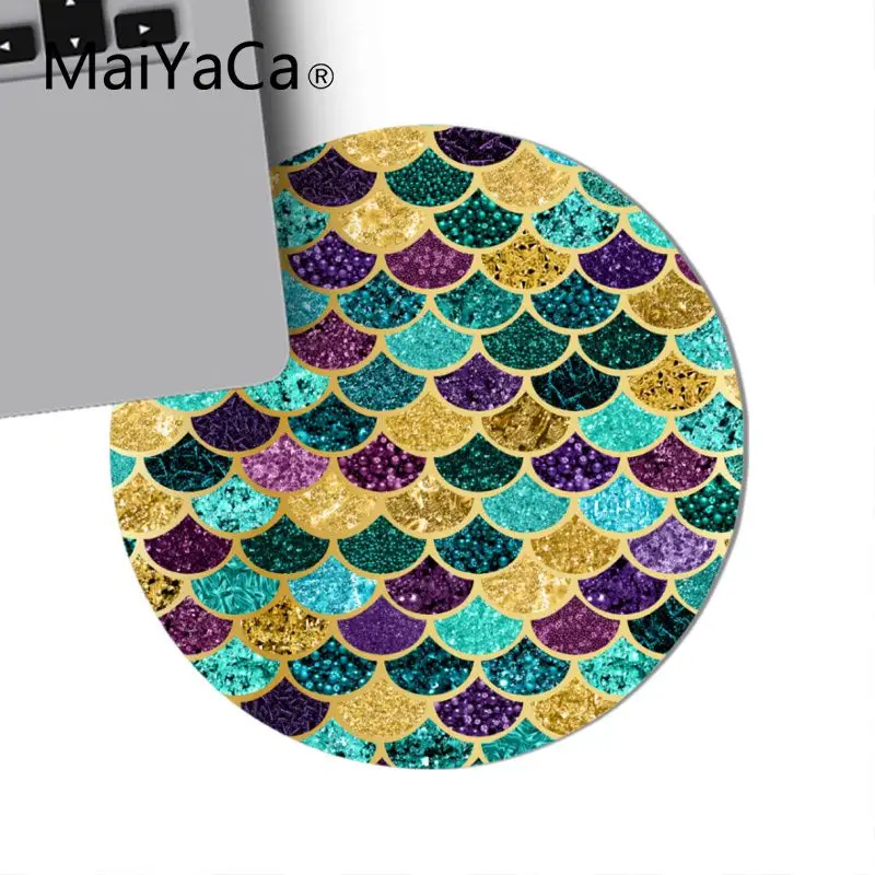 22x22cm MaiYaCa розовый и синий акварельный Модный Блестящий Русалочка весы компьютерные игровые круглые коврики компьютерный Настольный коврик для игр - Цвет: 22x22cm