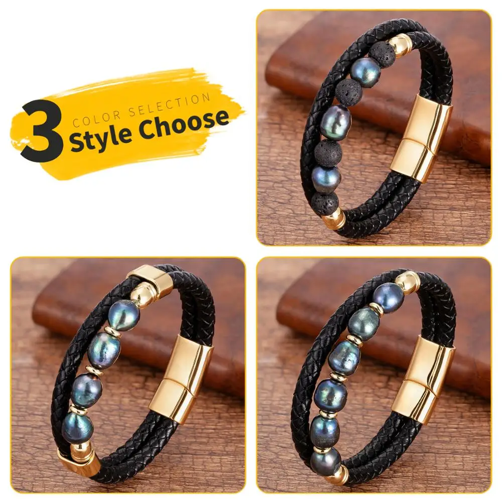 Charm Stainless Steel Bracelet Natural Freshwater Pearl Bead - Image 5