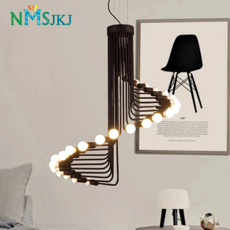 

Retro Rotating Staircase Iron Pendant Lamp Creative Personality Decoration Study Living Room Lighting AC 90-260V