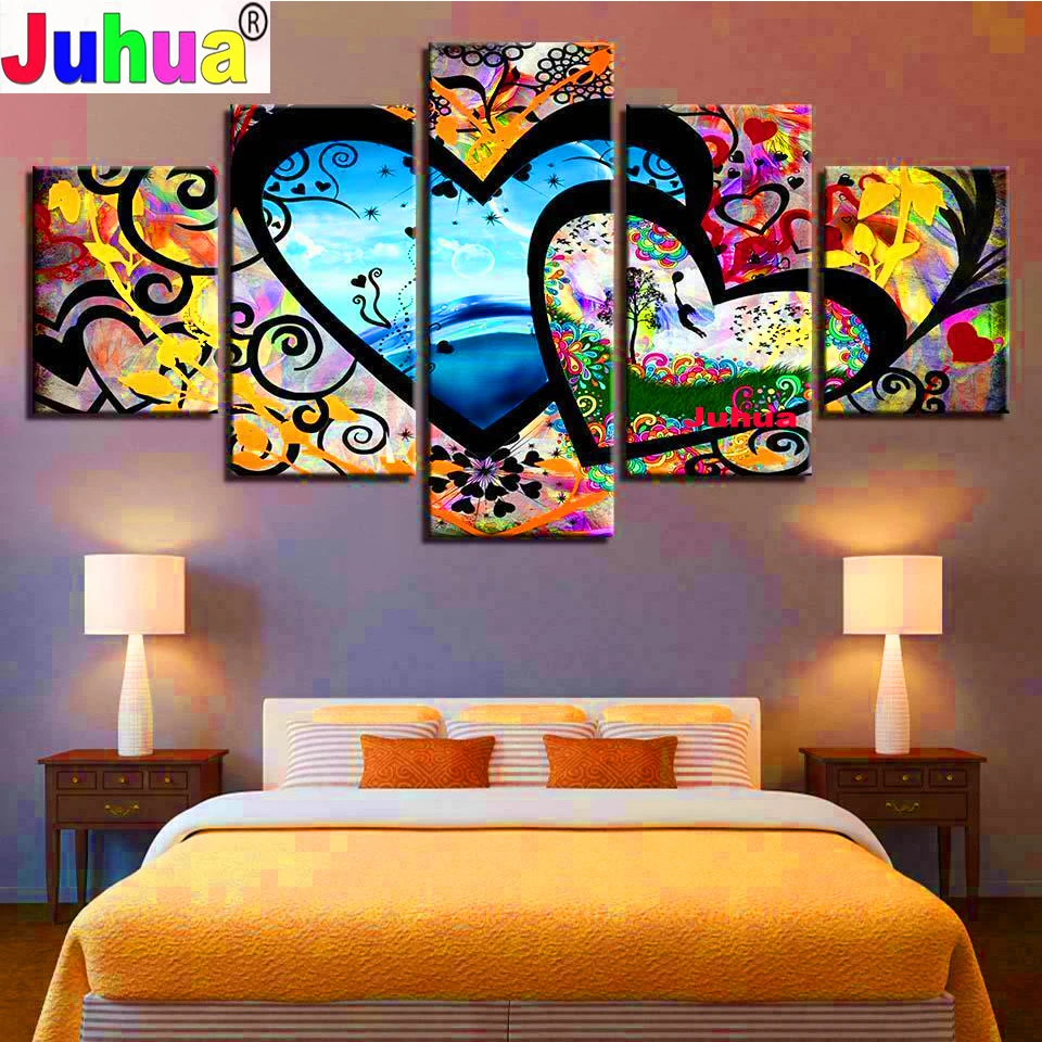 

Abstract heart to heart 5 piece diy diamond painting cross stitch full diamond embroidery mosaic handmade crafts decorative pain