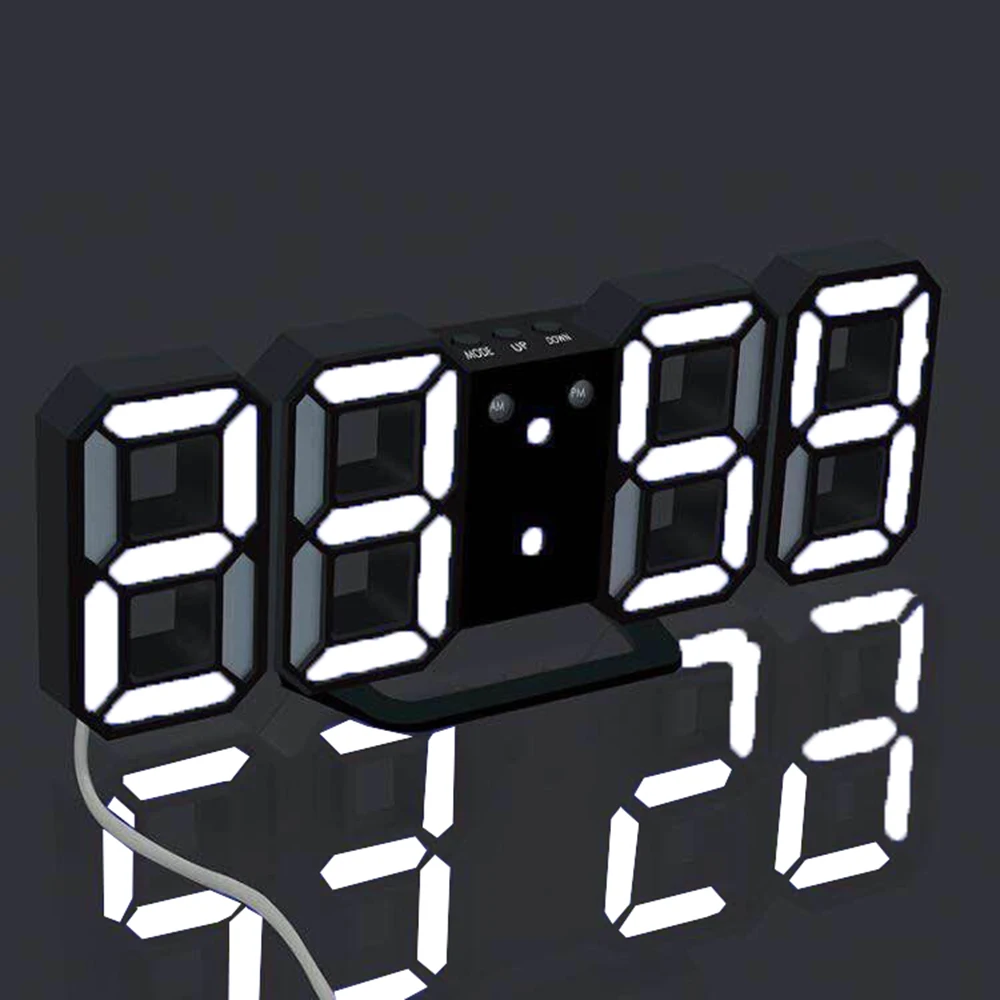 LED Clock Alarm Watch USB Charge Electronic Digital Clocks Wall Hanging 3D Digital Clock Home Decoration Office Table Desk Clock LED Clock Alarm Watch USB Charge Electronic Digital Clocks Wall Hanging 3D Digital Clock Home Decoration Office Table Desk Clock
