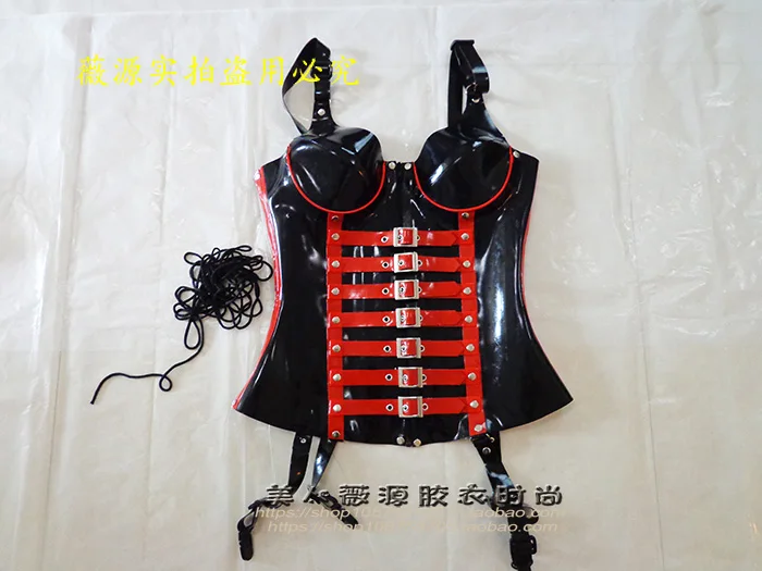 Sexy-1mm-Black-Women-Latex-Corset-Fetish-Rubber-Shape-With-Button-Front ...