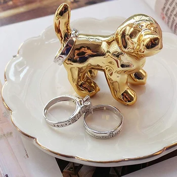 

Ceramic Cute Dog Ring Rack, Ceramic Jewelry Tray, Chain Tray, Dessert Plate - Very Suitable for Holding Small Jewelry, Rings, Ne